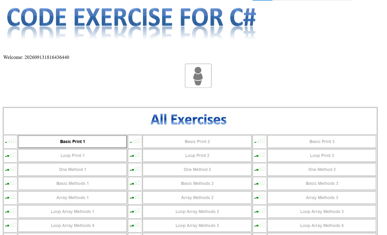 Code Exercises screenshot