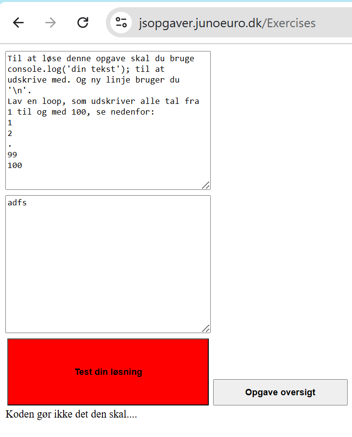 jsopgaver.junoeuro.dk screenshot